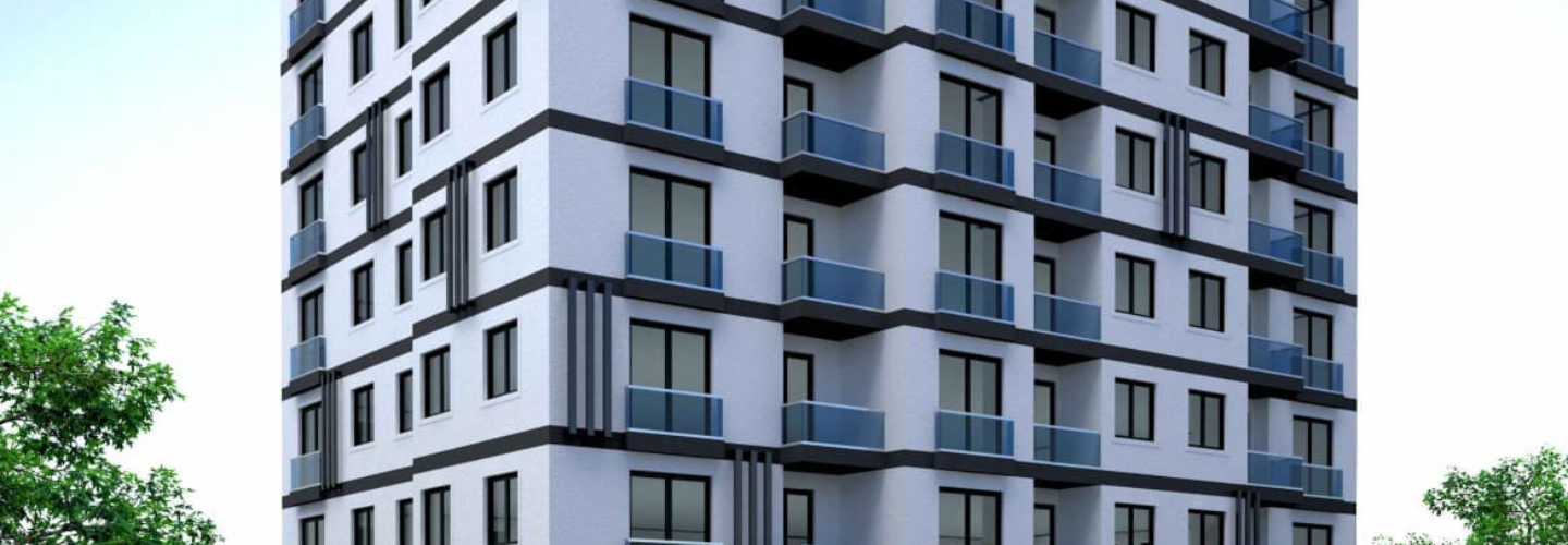 Yüksek katlı, modern tasarımlı konut apartmanı – Adalet İnşaat’ın çok katlı konut projelerinden biri.